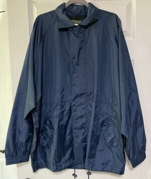 AM Player Men's Blue Navy Zip/ Snap Windbreaker Jacket Size XL